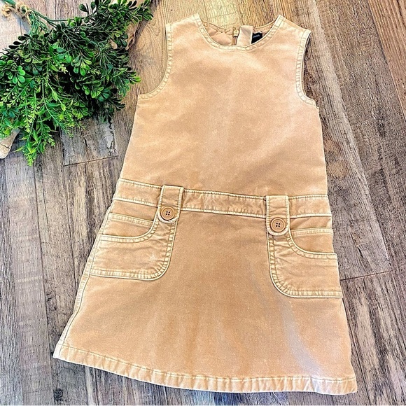 BABY GAP Tan Velour Jumper Fully Lined w/ Pockets- Great for Fall! Girls Size 4 - Picture 1 of 13